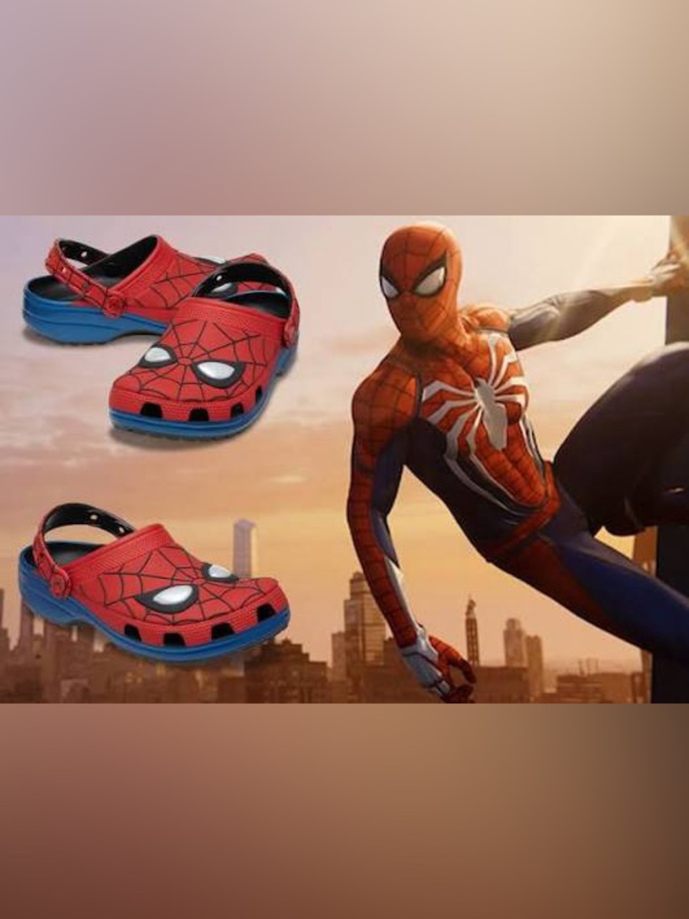 Crocs Kids Spider-Man Red & Blue Clog Sandals big kids size can fits womens